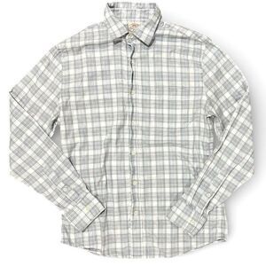 Faherty Shirt Blue Plaid Button Front Mens Medium Long Sleeve Cotton Casual